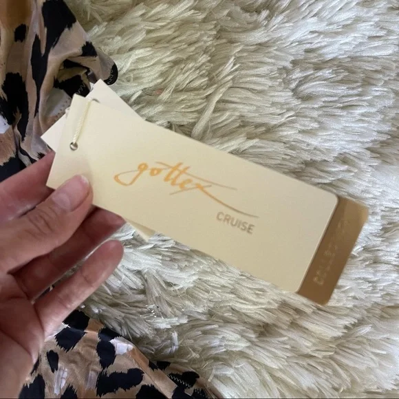 NEW Gottex Contour Kenya Gold Chain Plunge Leopard One Piece Swim Size 4 NWT - Picture 6 of 12